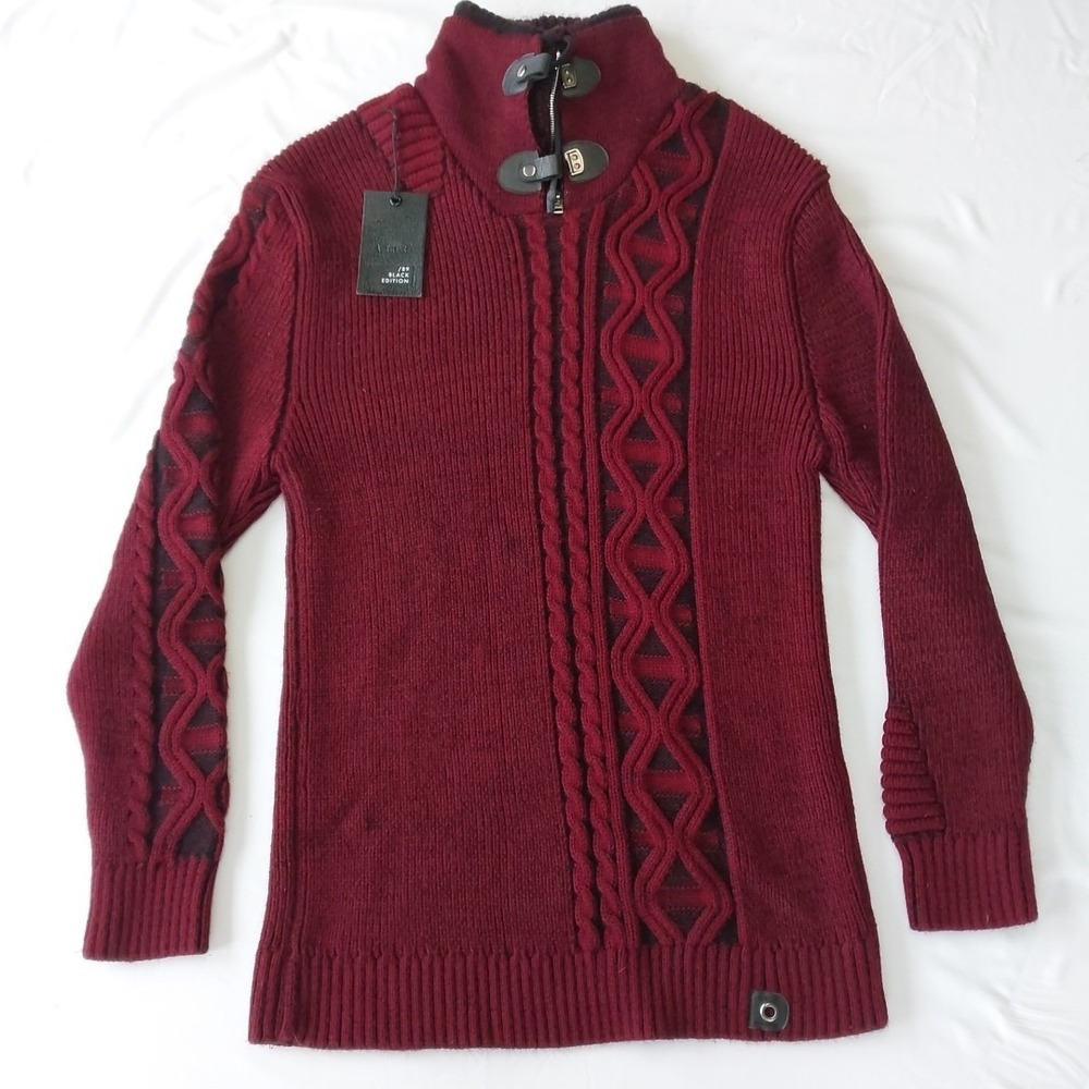 *NWT* LCR Black Edition 5610C Men's Knit Sweater‎ Burgundy Black 6XL
